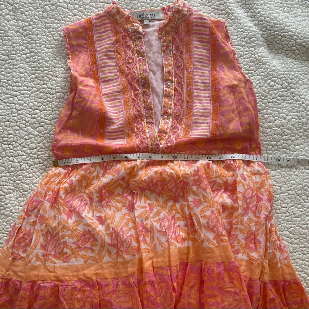Bella Tu Sleeveless Pink and Orange Mini Dress - Picture 7 of 9